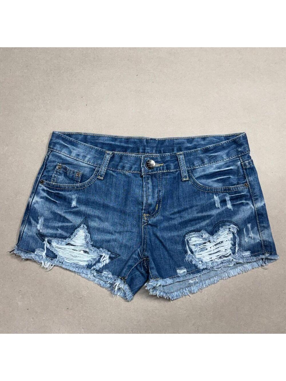 Vintage Y2K Low Rise Denim Micro Shorts Faded